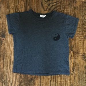 Grey graphic tee crop top